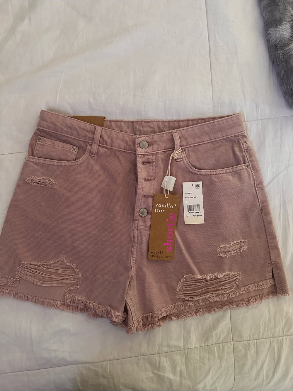American Eagle Outfitters Mauve Distressed Button-Front Jean Shorts